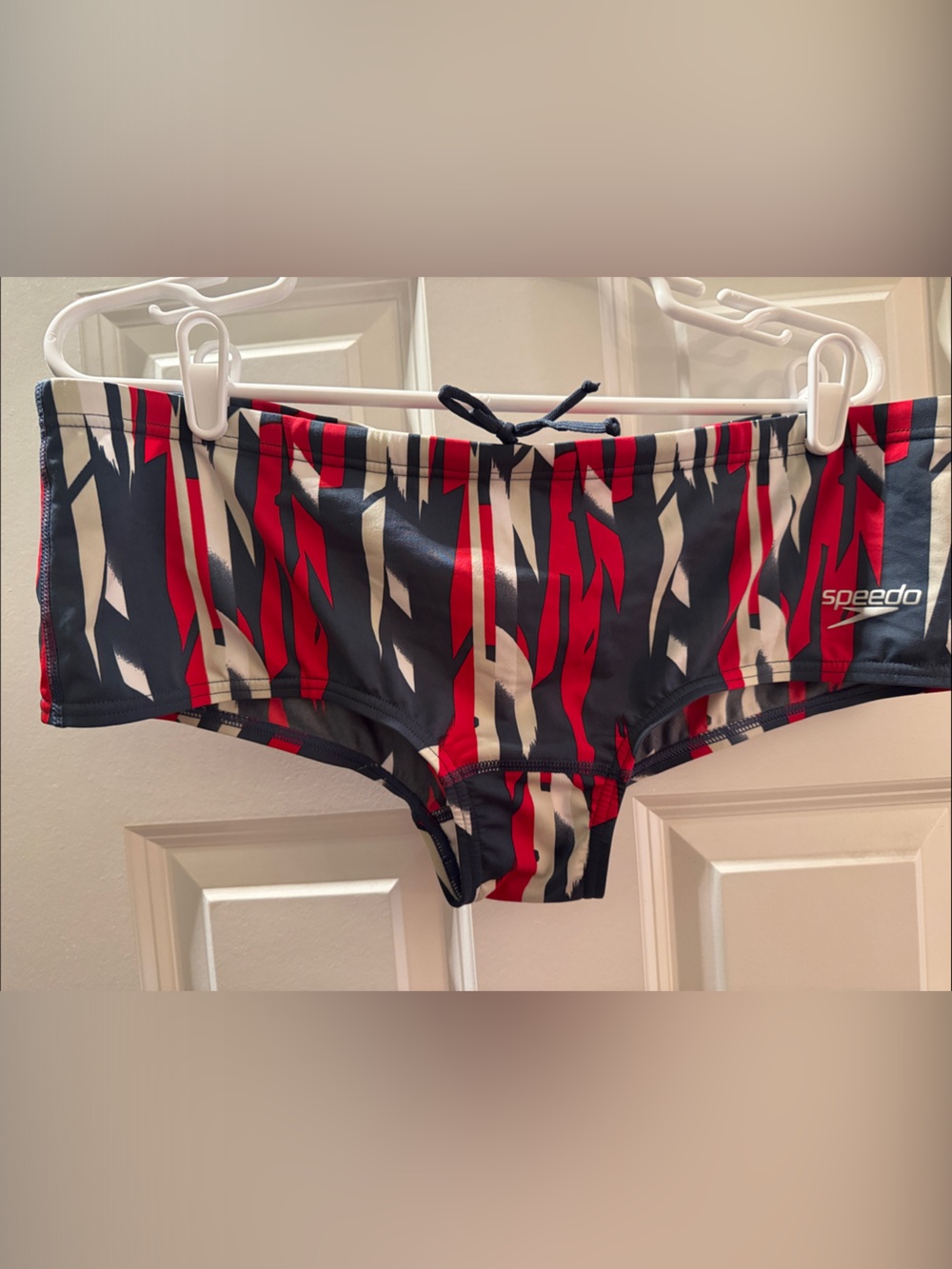Speedo Men's Swim Trunks in Navy, Red, and White